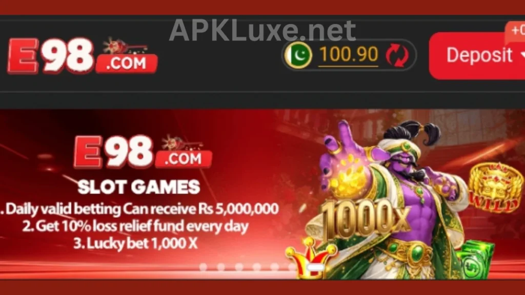 E98 Game APK game play rewards of an application