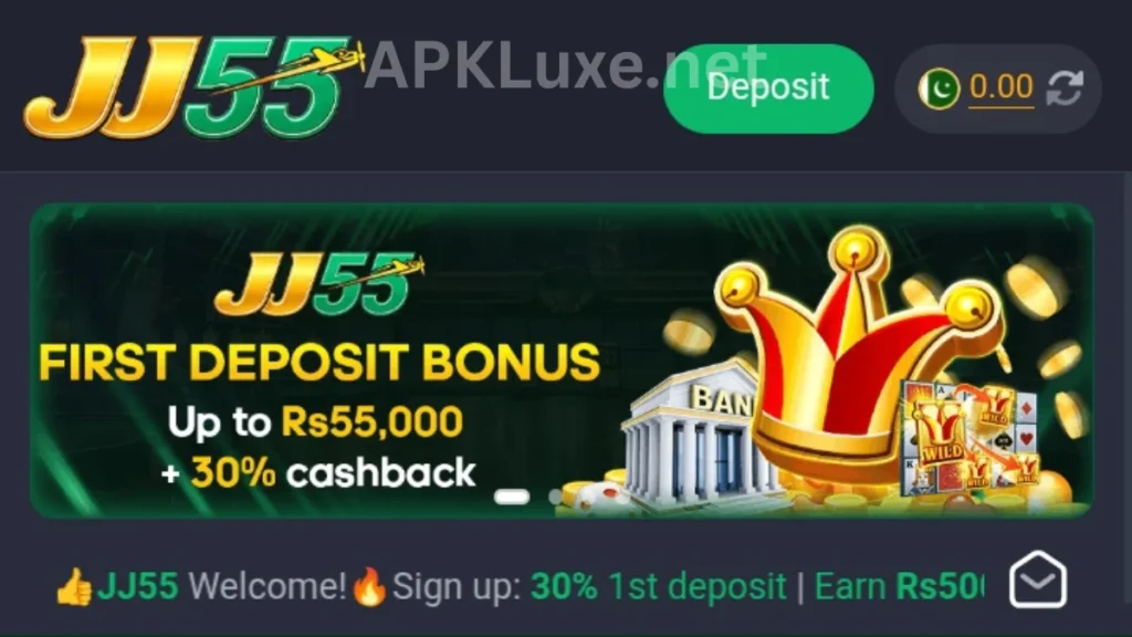 JJ55 Game App first time deposit bonuses of game