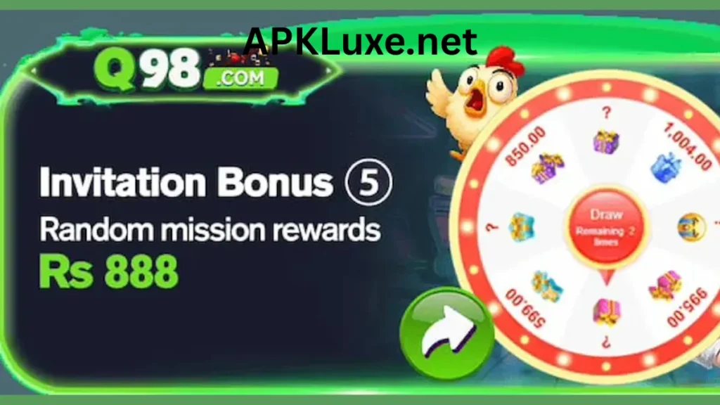Q98 Game App referral rewards of game for new members