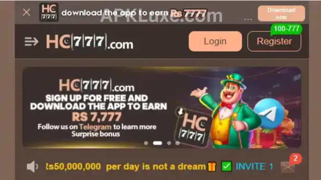 HC777 Game APK app download and signup bonuses of game