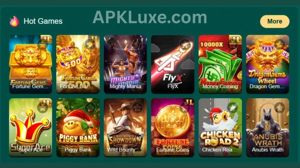PH9999 Game APK internal interface and jackpot winning games