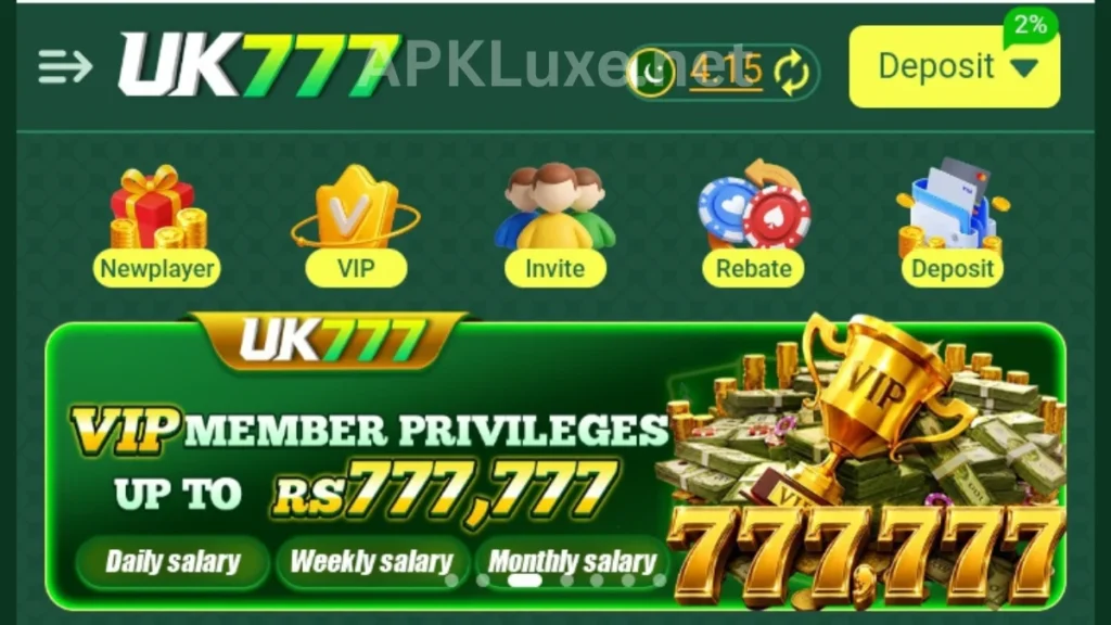 UK777 Game APK VIP member bonuses of game